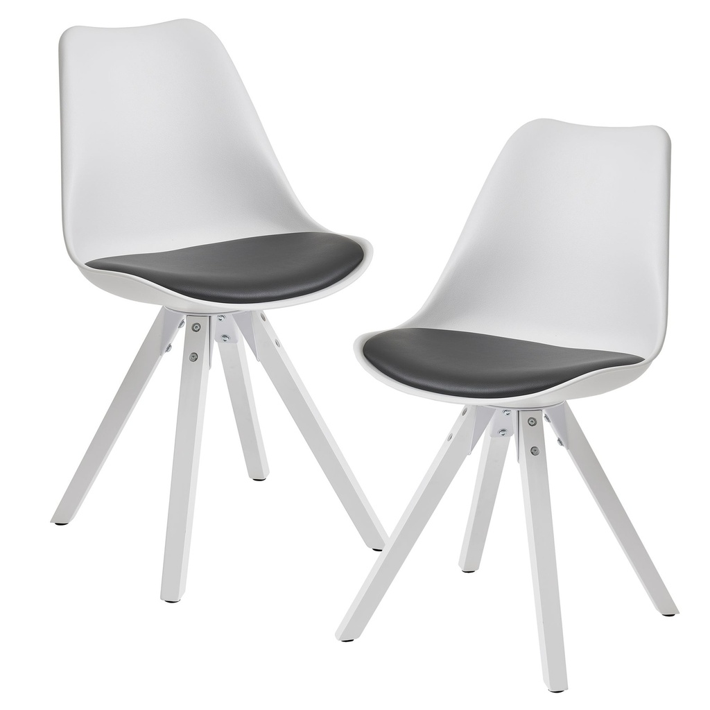 Lot de 2 chaises de salle à manger rétro blanc/noir scandinave_01