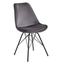 Chaise de salle à manger Wohnling, lot de 2, velours gris avec pieds noirs_02