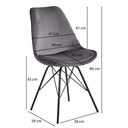 Chaise de salle à manger Wohnling, lot de 2, velours gris avec pieds noirs_03