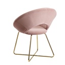 Chaise de salle à manger chaise de cuisine en velours rose avec pieds dorés, tissu/métal, rembourrée_04