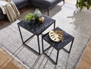 Design - Lot de 2 tables d'appoint carrées aspect marbre noir_04