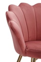 Chaise de salle à manger en velours tulipe rose rembourrée avec pieds dorés_04