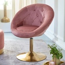 Chaise longue velours rose / or chaise pivotante design avec dossier_01