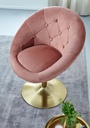 Chaise longue velours rose / or chaise pivotante design avec dossier_04