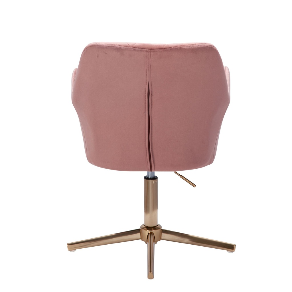 Design Chaise pivotante en velours rose pivotante sans roulettes, avec accoudoirs_09