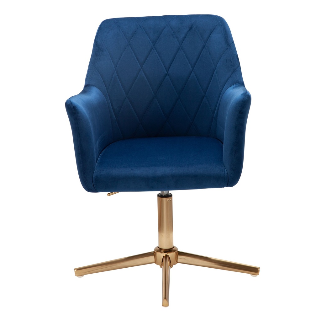 Design Chaise Pivotante en Velours Bleu Foncé Pivotant sans Roues avec Accoudoir_06