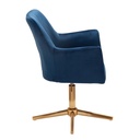 Design Chaise Pivotante en Velours Bleu Foncé Pivotant sans Roues avec Accoudoir_08