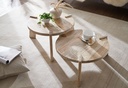 Design Table Basse Lot de 2 Tables de Salon en Bois Massif de Manguier Ensemble de Tables Lumineuse Table en Bois Table d'Appoint Ronde WL6.344_05