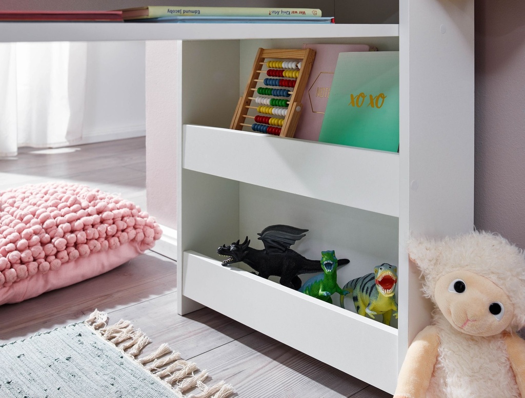 Bureau pour enfants blanc 90x50x110 cm table à peindre chambre d'enfant avec étagère, table pour enfants moderne, bureau d'étudiant avec espace de rangement_06