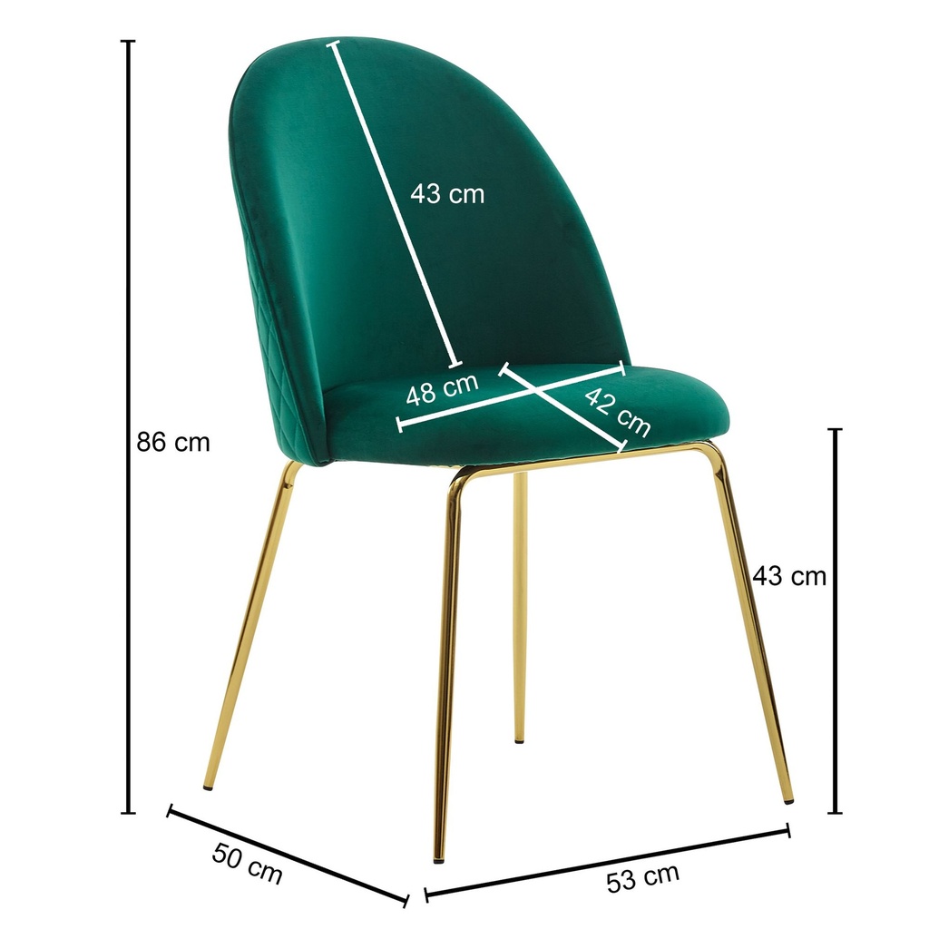 Design Lot de 2 chaises de salle à manger rembourrées en velours vert, chaise de cuisine en tissu avec pieds dorés, chaise coque scandinave_02