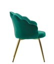 Chaise de salle à manger tulipe velours vert rembourré, chaise de cuisine avec pieds dorés, chaise coque design scandinave_02