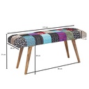 Banc velours / banc en bois massif coloré 117x51x38 cm banc de lit patchwork, banc rembourré design couloir moderne, banc en tissu rembourré salle à manger_03