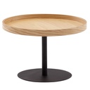 Table basse 61x61x40 cm table de canapé bois / métal table de salon chêne, table de chambre design moderne ronde, table basse en bois_06