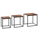 Lot de 3 tables d'appoint carrées en bois massif/métal Sheesham, design moderne, table basse 3 pièces, table de salon, gain de place WL6.520_06