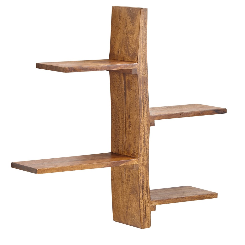 Étagère murale 58 x 60 x 15 cm en bois massif de Sheesham en forme d'arbre, étagère suspendue moderne, grand design, étagère flottante, étagère suspendue pour salon WL6.528_06