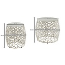 Tables d'appoint lot de 2 tables gigognes design aluminium argent rondes en métal, table de salon table basse structure de branche moderne_03