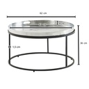 Table basse métal martelé 62x62x36 cm table de canapé aluminium argent noir, table de salon design plateau amovible rond_03