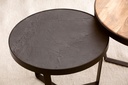 Lot de 2 tables basses en bois d'acacia massif/aspect pierre, table de salon ronde, table gigogne avec structure en métal, table basse moderne, marron/anthracite_05