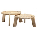 Design Table Basse Lot de 2 Tables de Salon en Bois Massif de Manguier Ensemble de Tables Lumineuse Table en Bois Table d'Appoint Ronde WL6.344