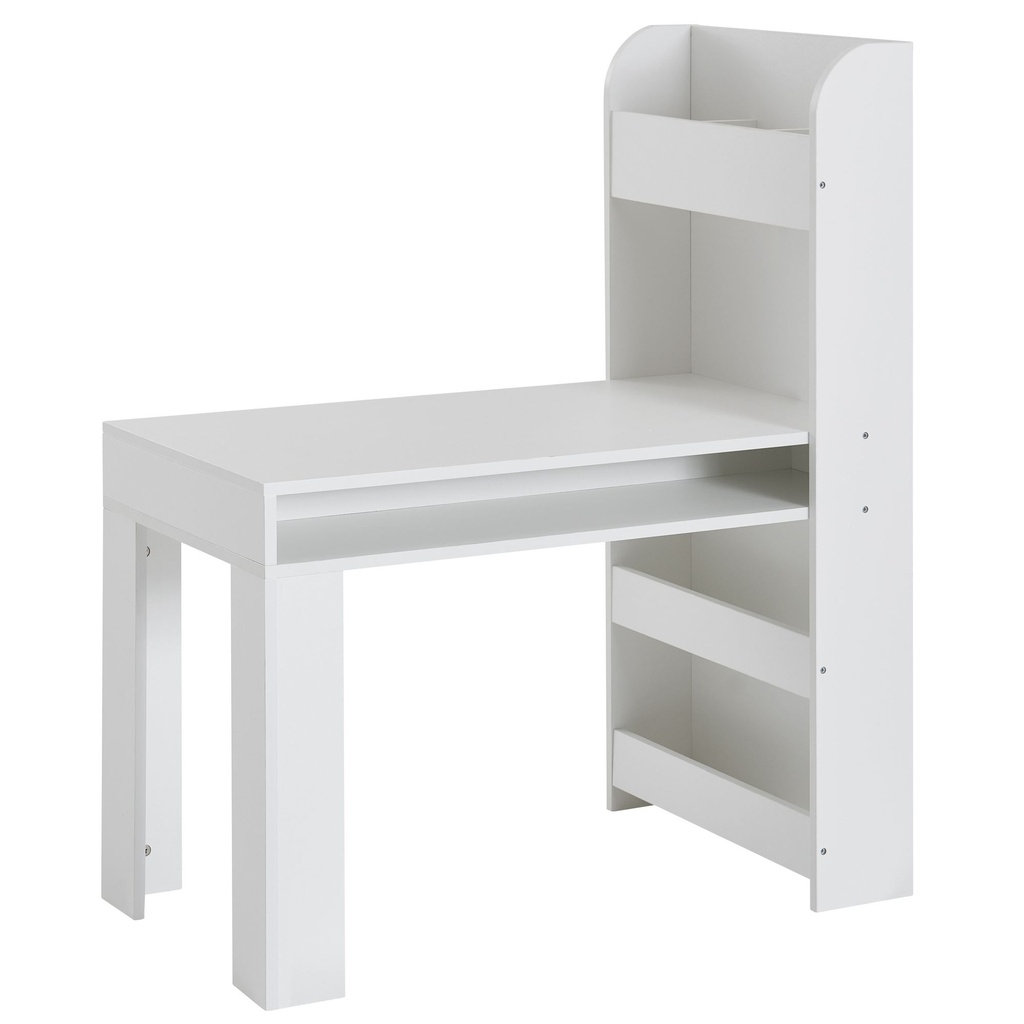 Bureau pour enfants blanc 90x50x110 cm table à peindre chambre d'enfant avec étagère, table pour enfants moderne, bureau d'étudiant avec espace de rangement