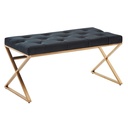 Banc en velours noir 90 x 46 x 44 cm, banc de couloir avec structure en métal, banc de lit, chambre à coucher, design Chesterfield, pieds : croisés