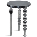 Table d'appoint 44 x 44 x 63 cm en aluminium avec trois pieds différents, trépied, métal, rond argenté, moderne