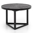 Table Basse 58x58x40 cm Bois Massif de Manguier/Métal Noir Table de Canapé Ronde, Table de Salon Design Industriel