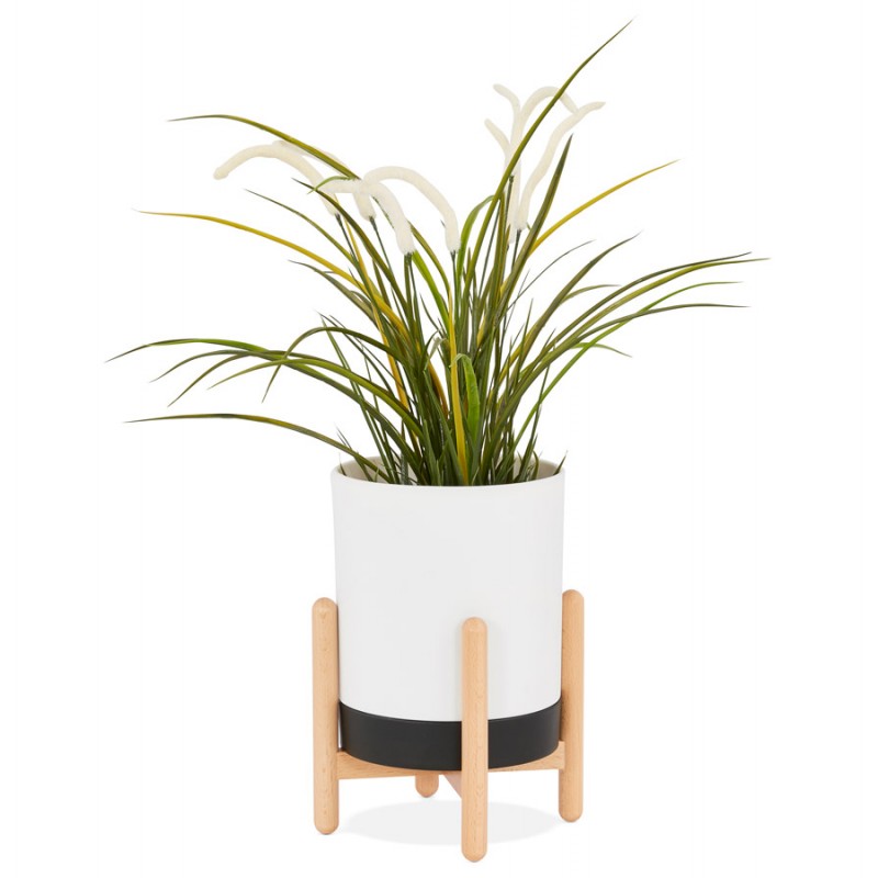 Pot pour plantes noir et blanc, cadre en bois Adrienne