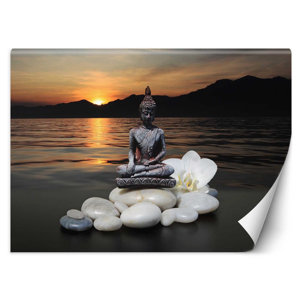 Photo murale en toile décorative avec aspect 3d de 100 cm motif bouddha sur le lac