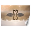 Papier peint rectangulaire avec image de cygnes imprimée sur toile avec finition beige