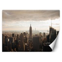 Papier peint rectangulaire avec image de manhattan imprimée sur toile avec finition rouge