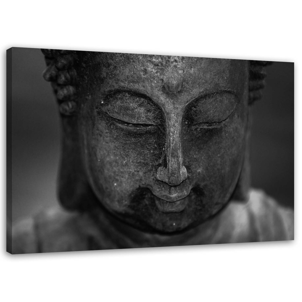 Cadre décoratif en mdf avec image de tête de bouddha pensant tons gris