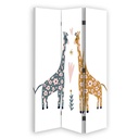 Paravent avec image de girafes de couleurs fabriqué en mdf et toile