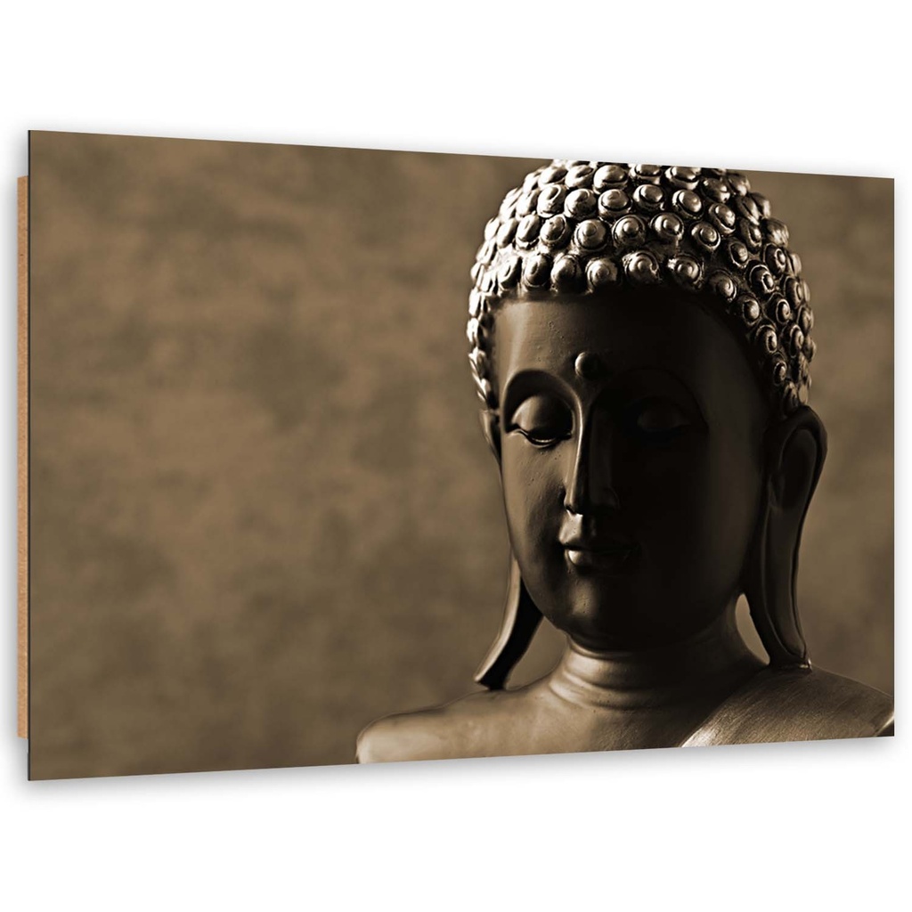 Cadre imprimé sur toile avec image de bouddha de couleur marron fabriqué en mdf