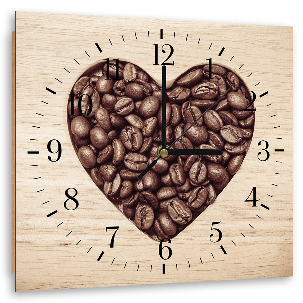 Horloge murale décorative en panneau de fibres de bois classique avec une finition marron