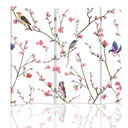 Paravent avec image d'oiseaux sur des branches fabriqué en mdf et toile