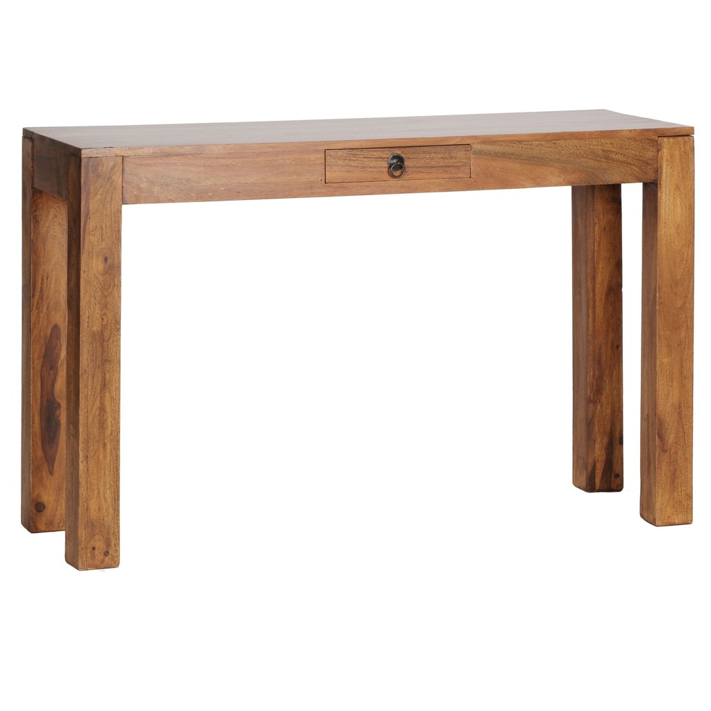 Table console MUMBAI console en bois massif de Sesham avec 1 tiroir 120 x 40 cm style maison de campagne