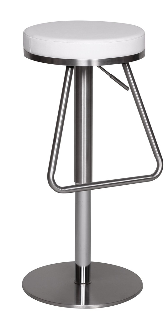 Tabouret de bar blanc en acier inoxydable, assise réglable en hauteur 54 - 79 cm