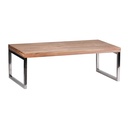 Table basse GUNA en bois d'acacia massif 120 cm de large design marron foncé style maison de campagne