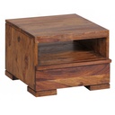 Table de chevet MUMBAI bois de Sesham massif 30 cm 1 tiroir étagère style maison de campagne bois véritable