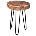 Table d'appoint en bois d'acacia massif BAGLI 35 x 35 cm, massif, bord d'arbre en bois véritable