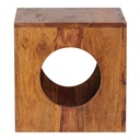 Table d'appoint MUMBAI en bois de Sesham massif 35 x 35 cm, design cube, style maison de campagne, carrée