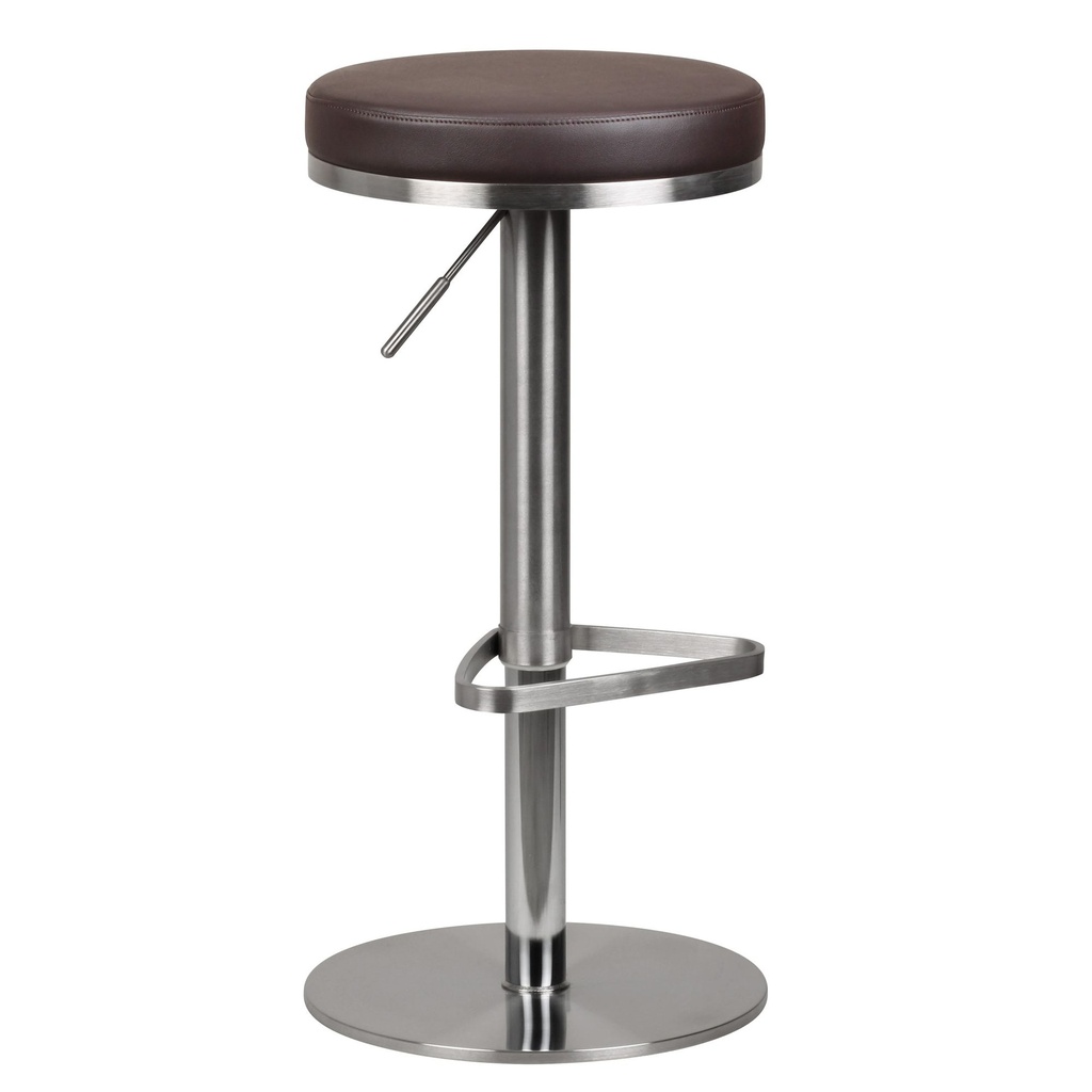 Tabouret de bar marron en acier inoxydable réglable en hauteur hauteur d'assise 57 - 82 cm