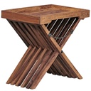 Table d'appoint MUMBAI en bois massif Sheesham design, plateau de service et structure de table, pliable, style maison de campagne