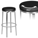 Tabouret de bar noir 42 x 76 x 42 cm chaise de bar en acier inoxydable rotatif à 360°