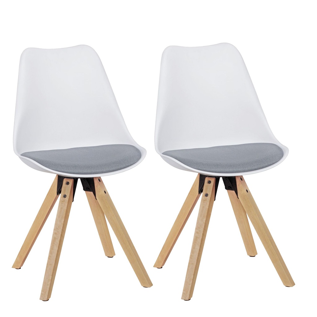 Lot de 2 chaises de salle à manger rétro Lima, blanc/gris