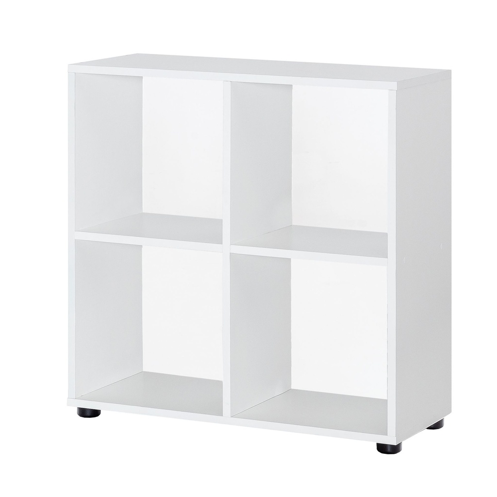 Bibliothèque design ZARA avec 4 compartiments blanc 70 x 72 x 29 cm