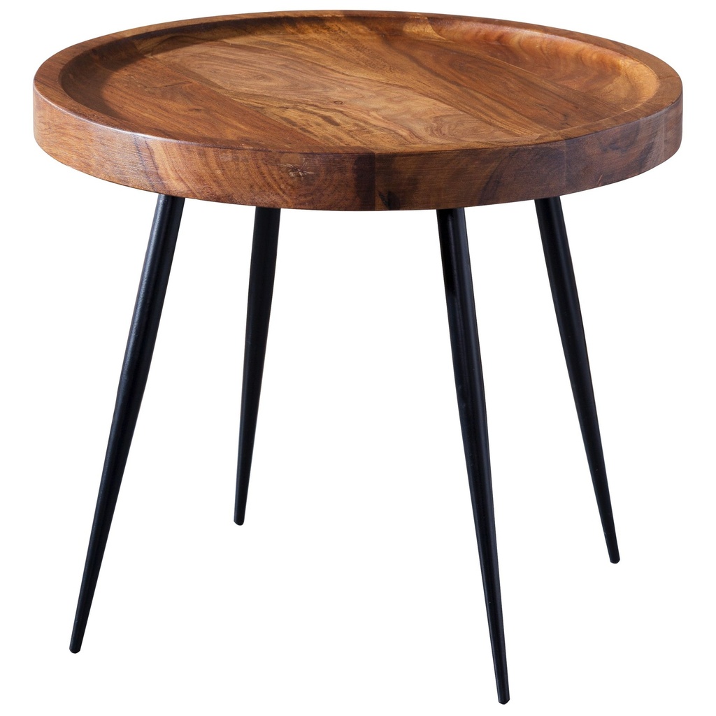 Table d'appoint 46 x 40 x 46 cm bois de Sesham métal