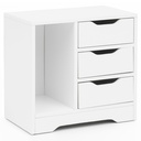 Console de nuit 49x50x30 cm blanc mat 3 tiroirs 1 rangement