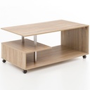 Table basse Design 105 x 48,5 x 60 cm Sonoma rotative avec roulettes